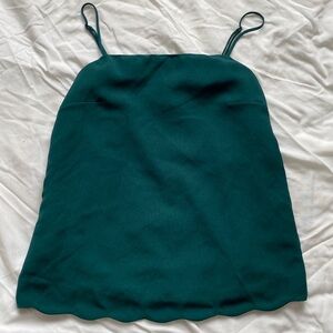 Green Scalloped Edged Bottom Tank Top